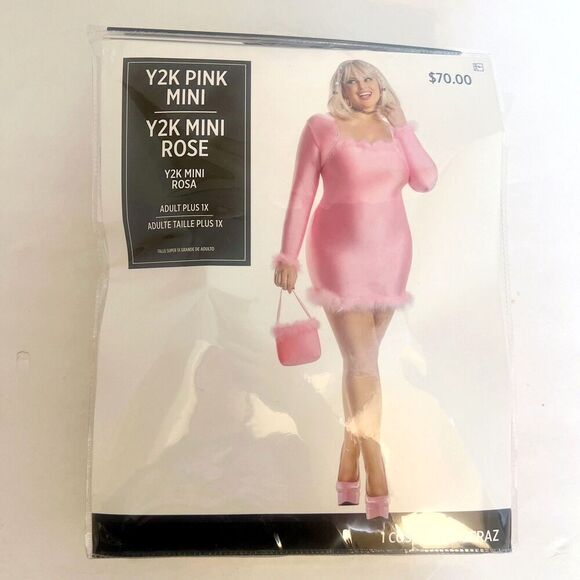 NWT y2k Pink Mini Dress Pink Fur Lined Jennifer Coolidge Legally Blonde Size 1X - Picture 1 of 5